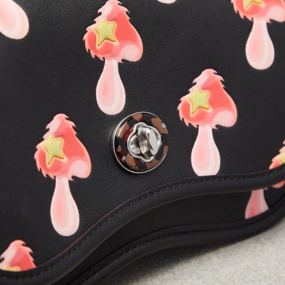 Coachtopia Wavy Dinky Leather Mushroom Print Chain Crossbody Purse Coach - Picture 4 of 16